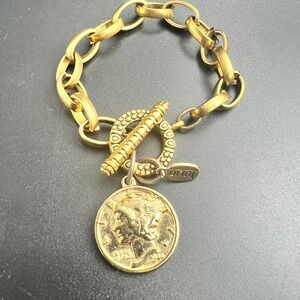 Julio Mercury Dime Toggle Bracelet 7" Gold Exc 🪙